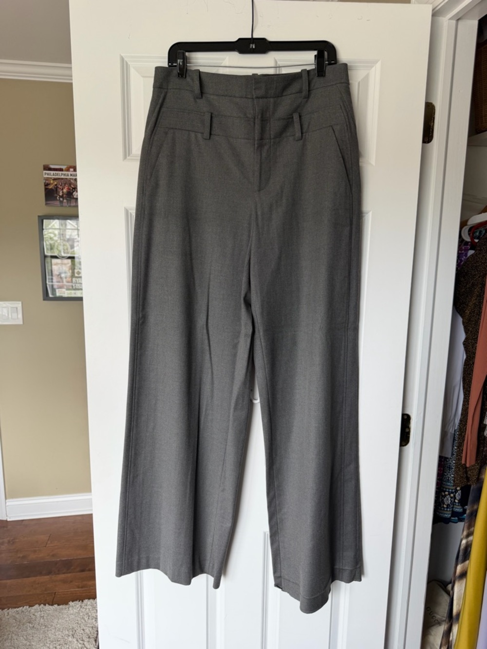 Alice + Olivia Gray Wide-Leg Dress Pants